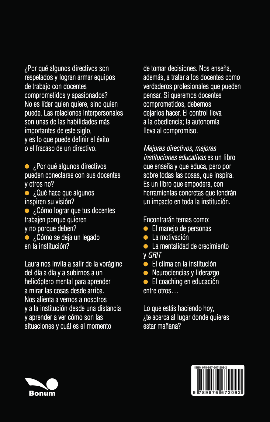 Contratapa de Mejores directivos, mejores instituciones educativas