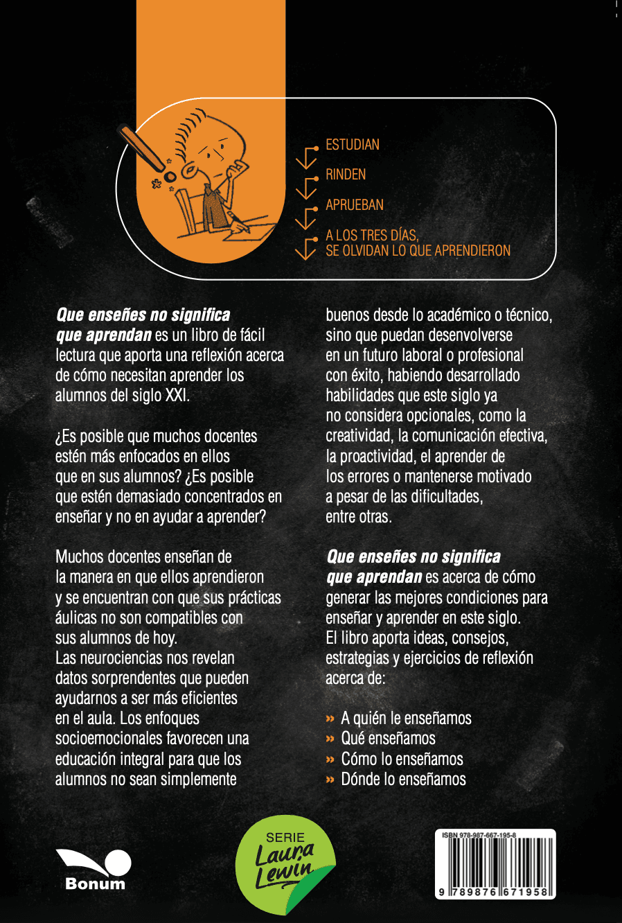Contratapa de Que enseñes no significa que aprendan